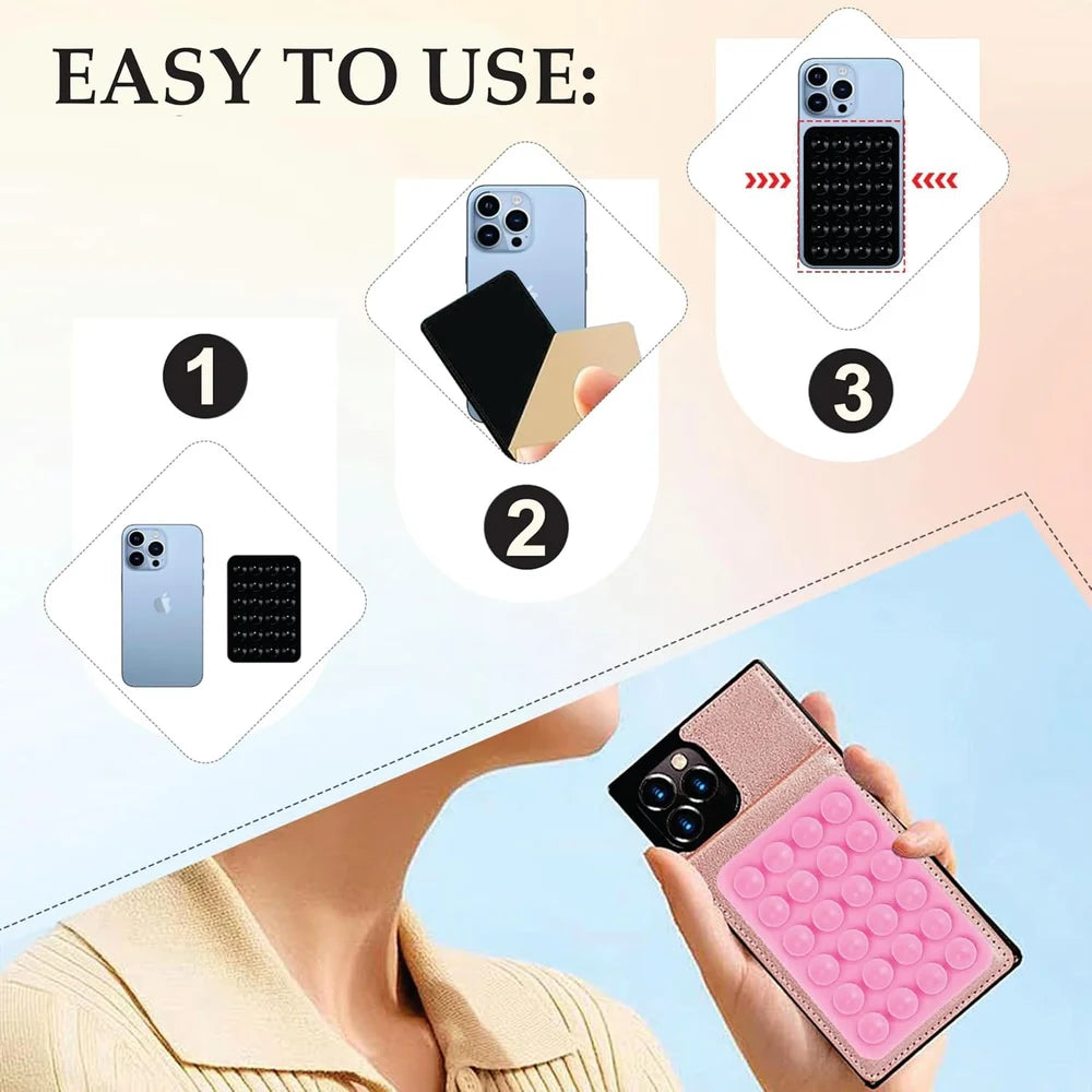 Suction Phone Case Anti-Slip Silicone Multipurpose Hands-Free Sticky Pads for Phone Case Mount for Selfies Videos Mirror Shower Car Dashboard