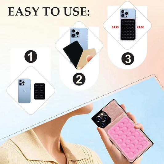 Suction Phone Case Anti-Slip Silicone Multipurpose Hands-Free Sticky Pads for Phone Case Mount for Selfies Videos Mirror Shower Car Dashboard