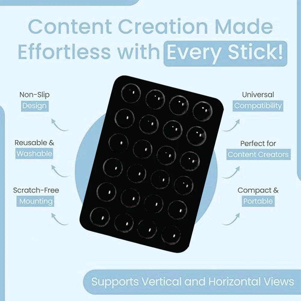 Suction Phone Case Anti-Slip Silicone Multipurpose Hands-Free Sticky Pads for Phone Case Mount for Selfies Videos Mirror Shower Car Dashboard